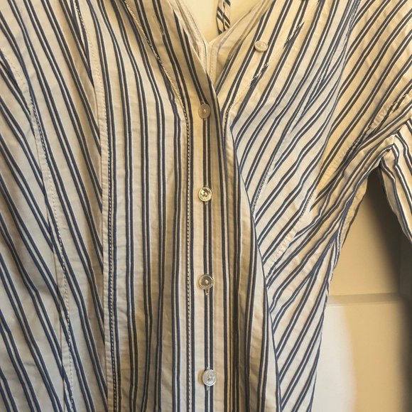 JASON WU Striped Button Up Blouse with Tie Back - Picture 3 of 7